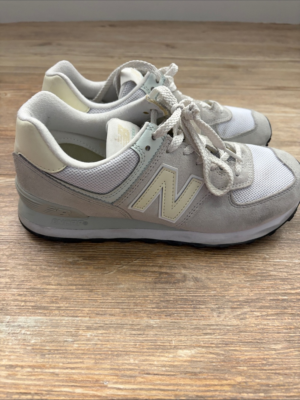 New Balance Cream & Light Gray Casual Sneakers